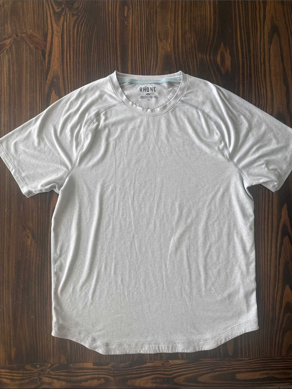 RHONE Men's Light Blue Gray Crew Neck Short Sleeve Atmosphere Tee Athletic Large